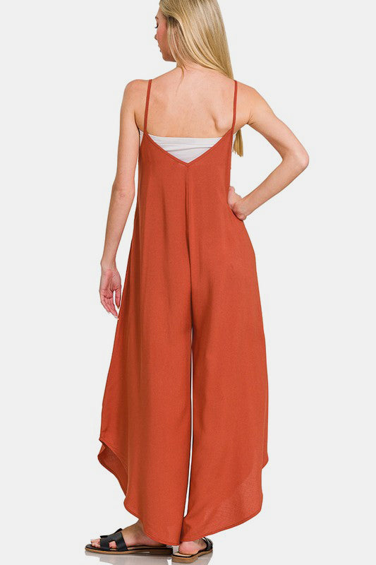 Zenana Overalls -Rust