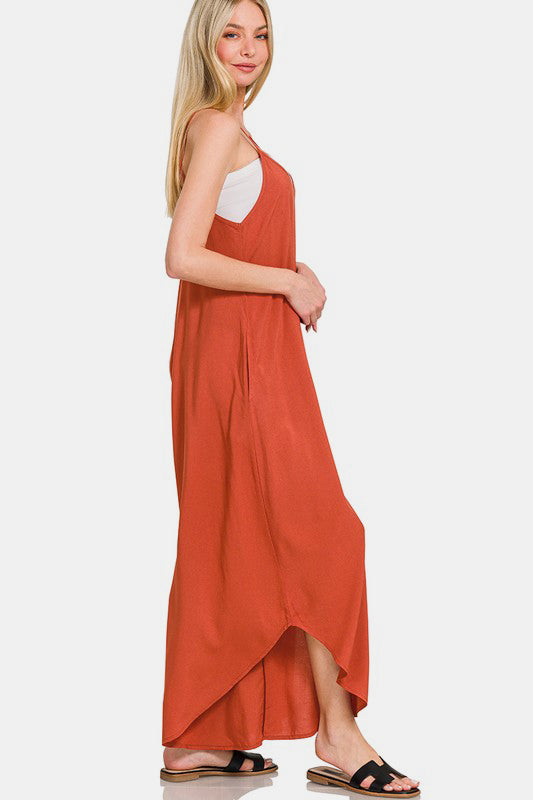 Zenana Overalls -Rust
