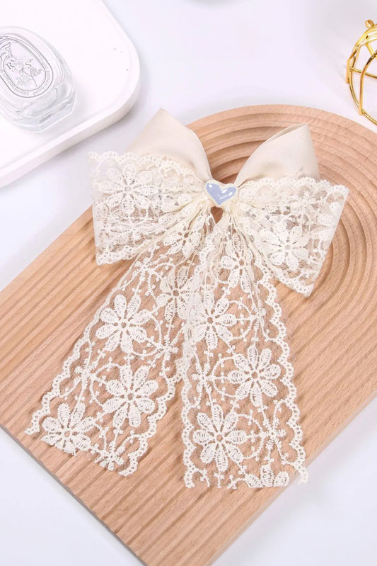 White Lace Bow - Hair Clip
