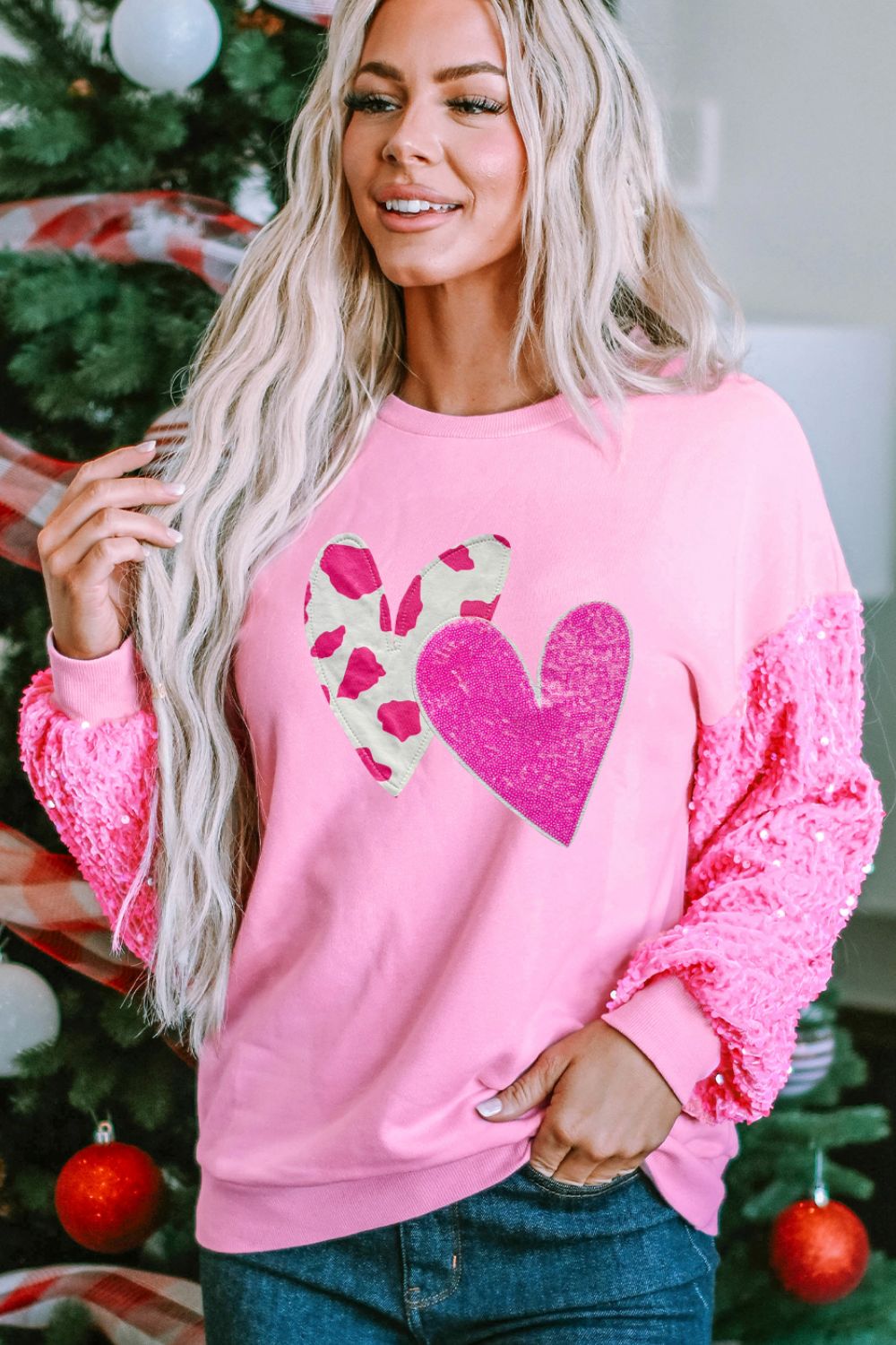 Sequin Heart - Long Sleeve