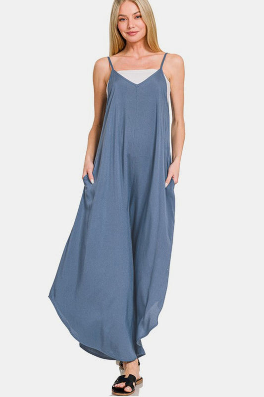 Zenana’s Overalls - Dusty Blue